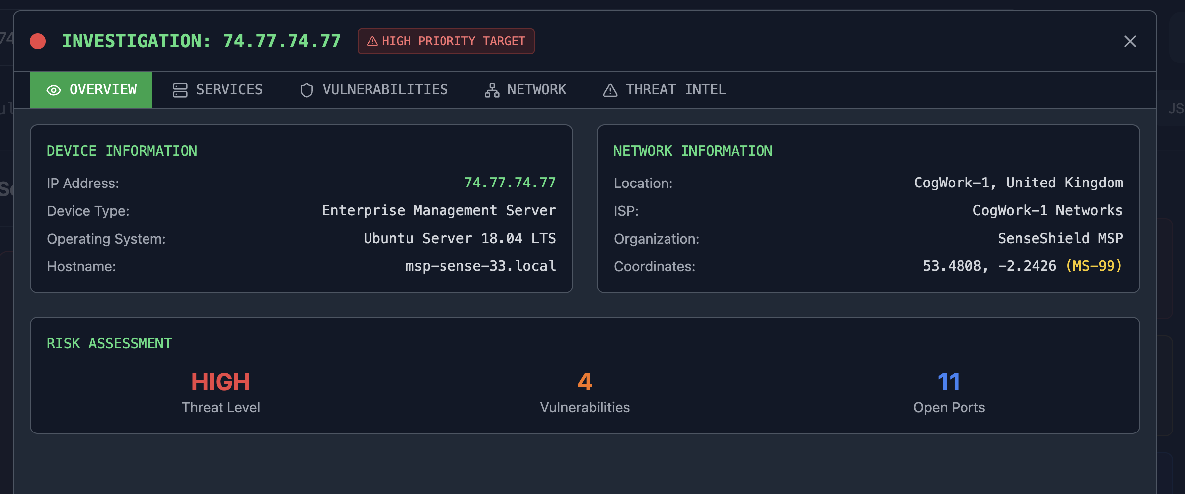 Cognet Scanner Platform - Server Details