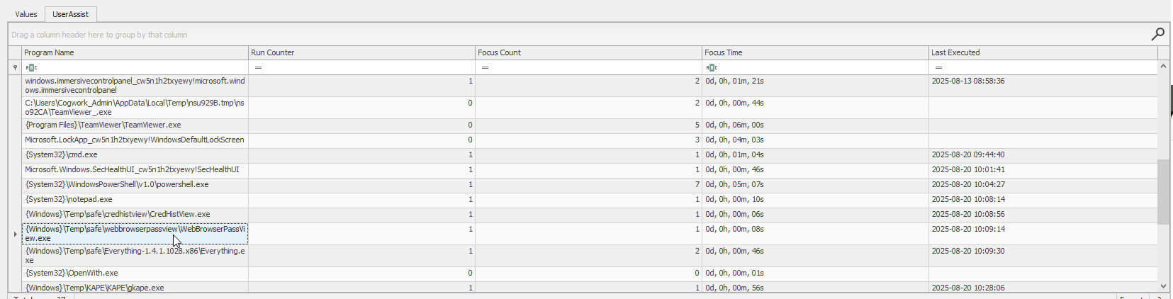 UserAssist in Registry Explorer