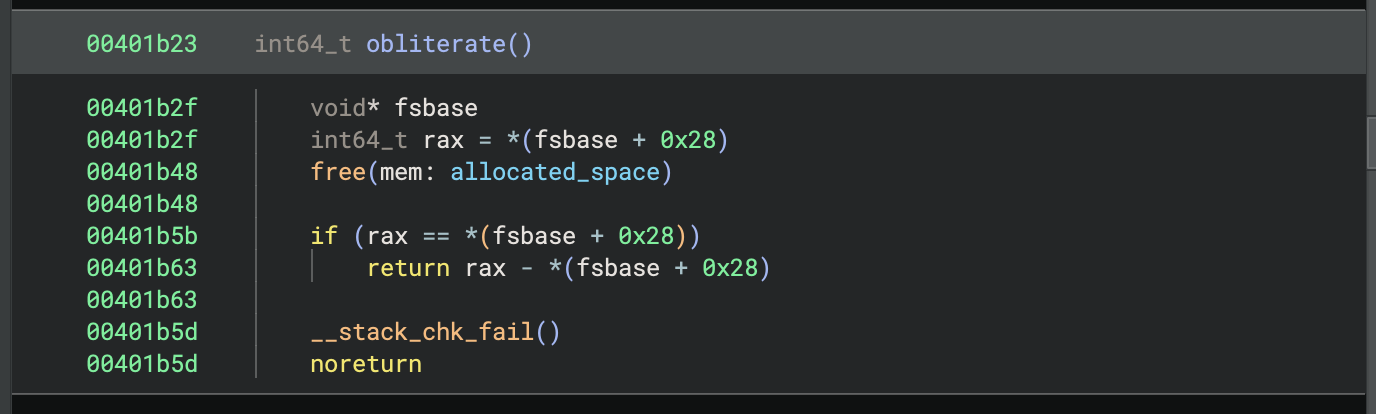 Rookie Salvation - `obliterate` function