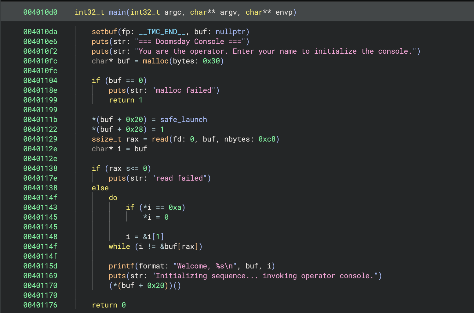 Apocalyptic Override - `main` function