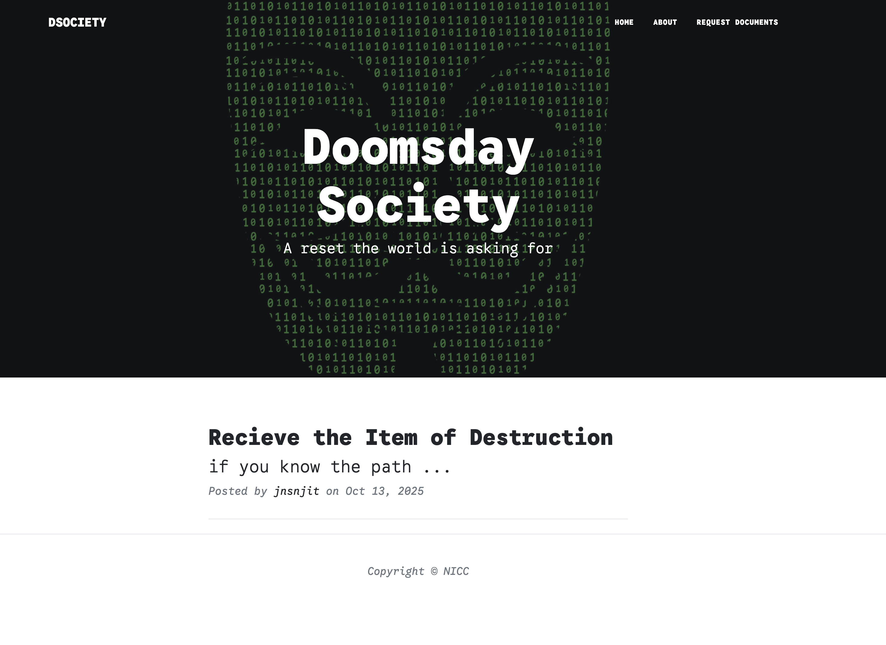 Doomsday Society - Home Page